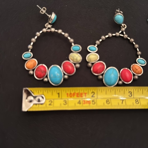 3 pairs of awesome earrings!! Purple pair, southwestern colors & a turquoise mlb - Picture 3 of 8